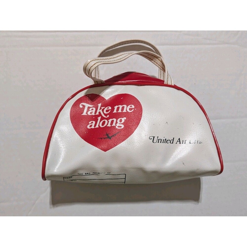 Vintage 1967 United Air Lines Take Me Along Bag Vinyl Tote AirTex Mini